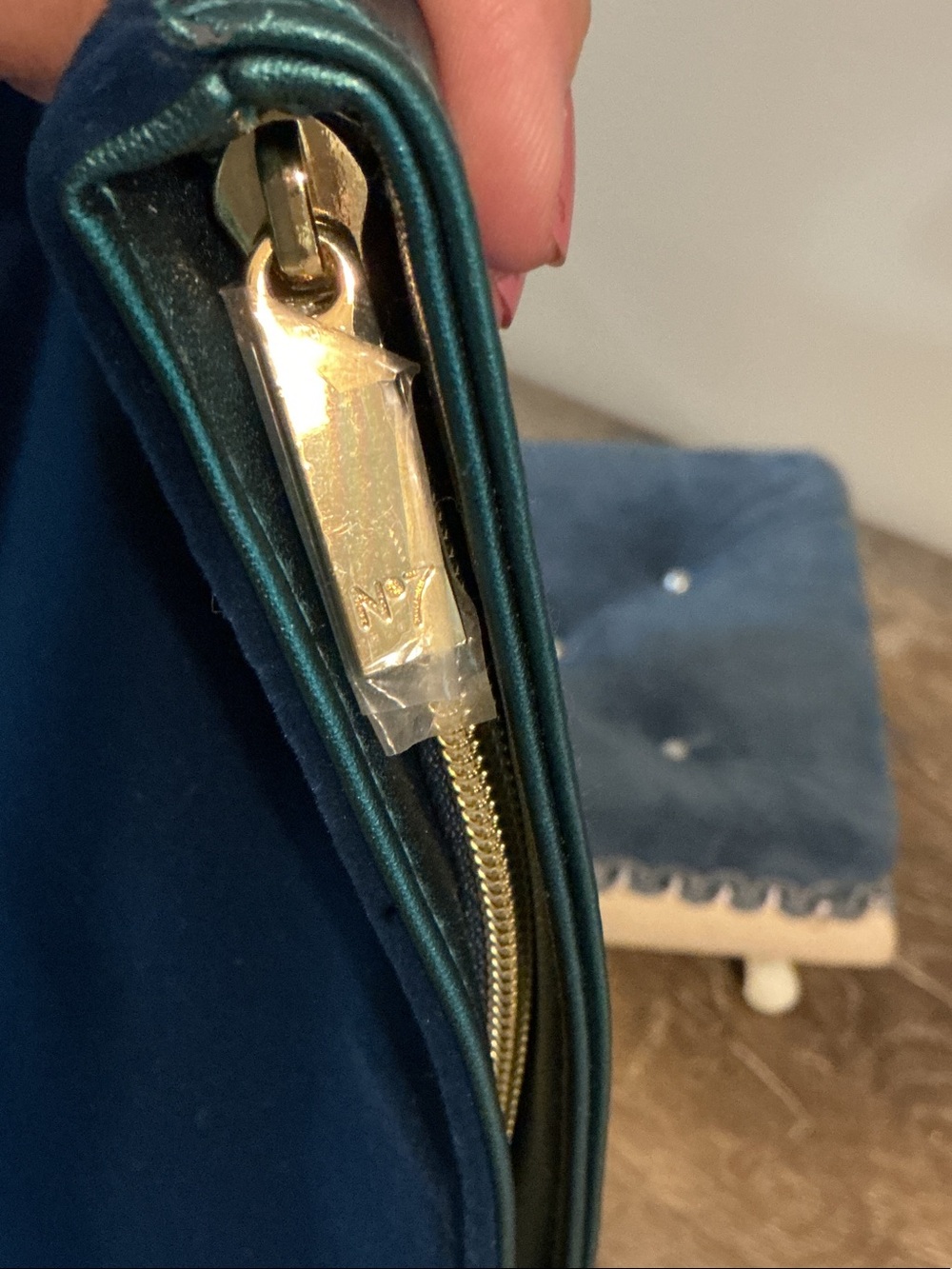 Fold-Over Clutch in Teal and Navy - Picture 6 of 6